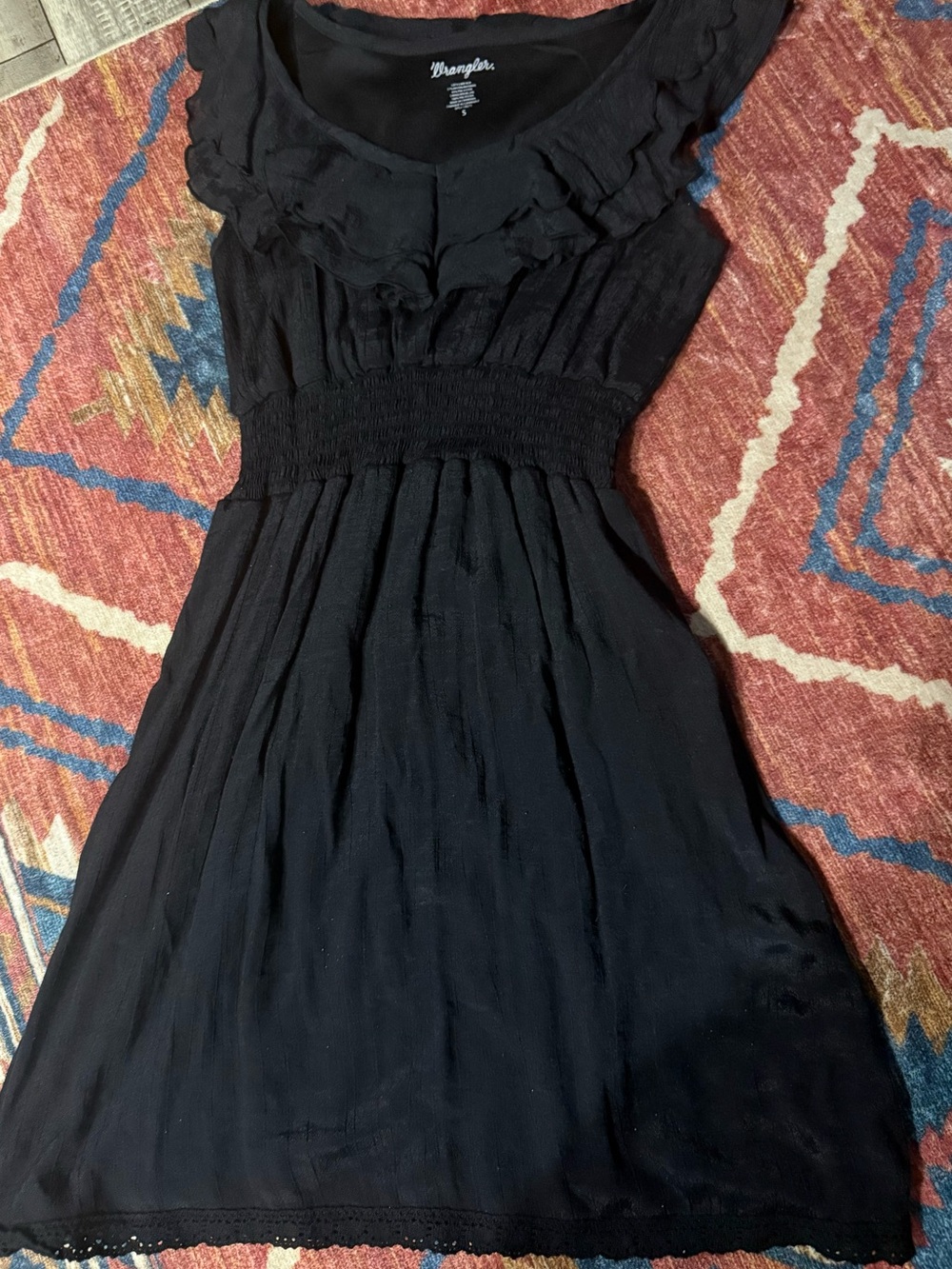 Wrangler Black Ruffle-Trim Mini Dress